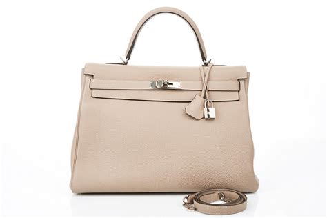 hermes kelly bag 35 retourne handtasche togo taupe palladium hardware